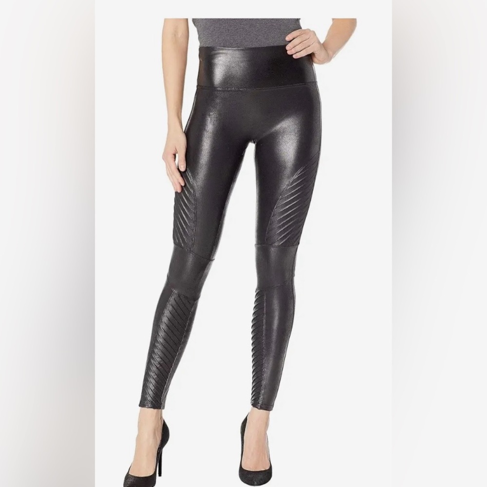 Spanx Faux Leather Moto Leggings small